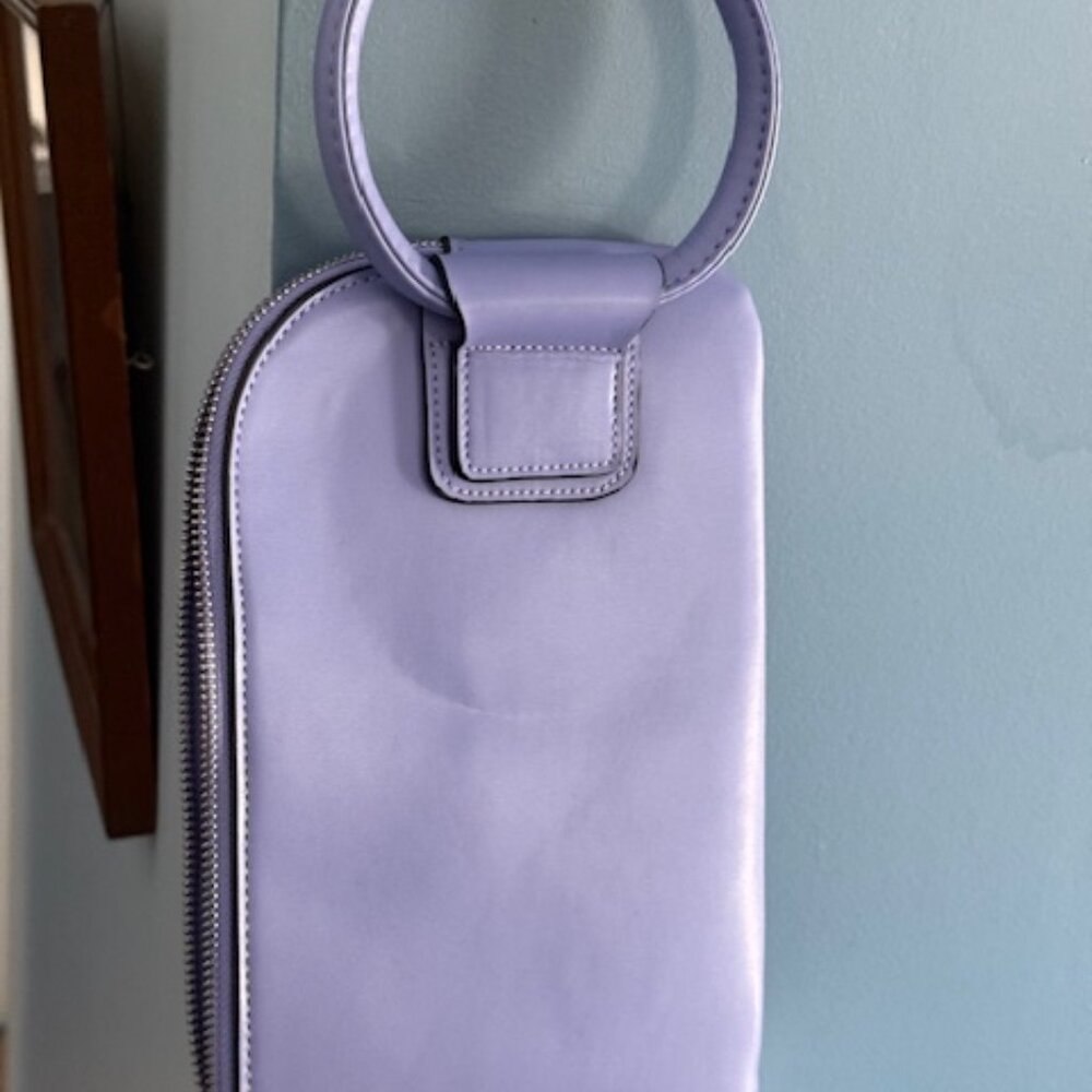 Lavender top handle geometric stitching Purse Wristlet Novelty - Picture 6 of 6